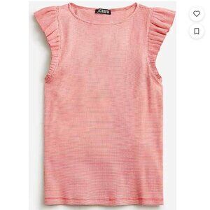 J.Crew Vintage rib ruffle boatneck tank top in stripe S